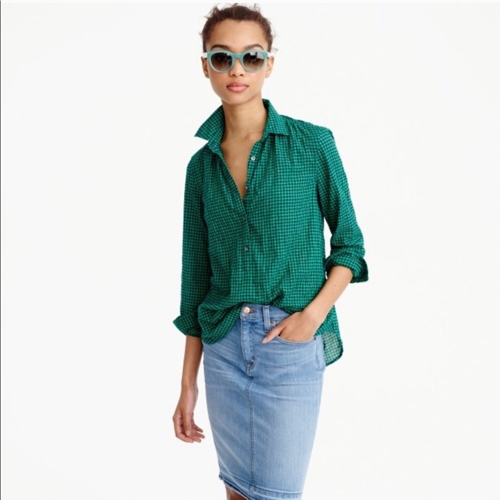 J. Crew Sz 0 Two Tone Gingham Popover